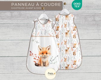 Ready-to-sew fox baby sleeping bag panel, Enchanted Forest Animals fabric remnant, 100% Oeko-Tex cotton, unisex sleeping bag