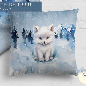 Square Panel Fabric Forest Animals OEKO TEX, Polar White Fox Coupon for 100% Cotton Cushion for Baby Child