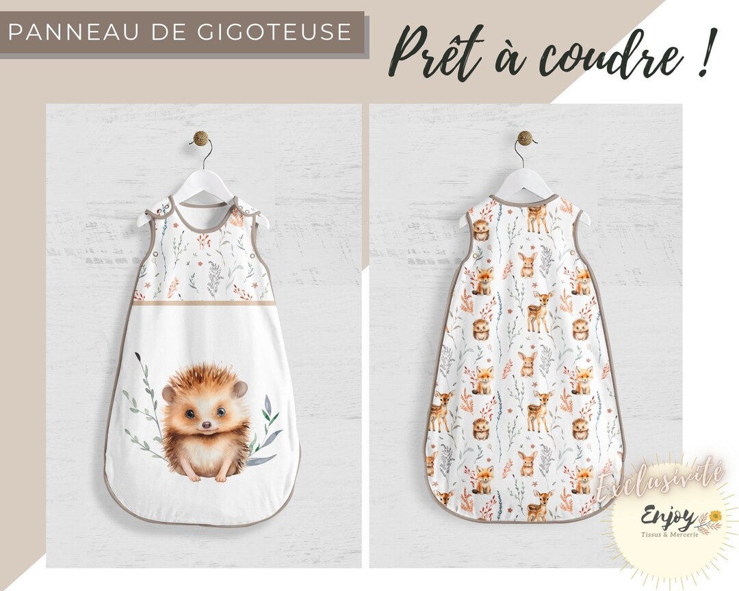 Hedgehog Sleeping Bag Panel Animals of the Enchanted Forest OEKO TEX for Baby Sleeping Bag Ready
