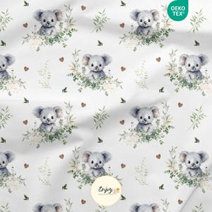Stoff mit Koala- und Eukalyptusmotiv, Meterware, Tierdruck für Babys und Kinder, Unisex, Baumwolle/Jersey/French Terry/wasserdicht/Öko-Tex® Bild 7
