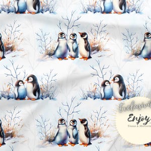 Tessuto pinguini al metro, stampa Polar Winter Arctic in cotone / Jersey / French Terry / Impermeabile / Oeko-Tex®