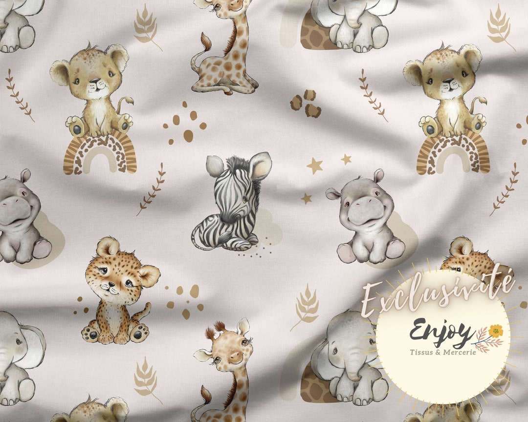 Spoonflower Fabric - Safari Green Animal Leaf Lion Zebra Giraffe Hippo  Printed on Petal Signature Cotton Fabric by The Yard - Sewing Quilting  Apparel
