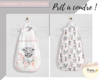 Panneau de Gigoteuse Savane Rose Gold pour turbulette Bébé, Tissu Bohème Animaux de la Jungle Lion Prêt à Coudre 100% Coton Oeko-Tex®