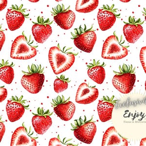 Tessuto misto fragole al metro stampato frutti rossi cucina estiva cotone / jersey / french terry / tessuto impermeabile / Oeko-Tex® per neonati e bambini