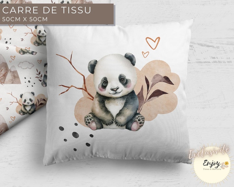 Panneau de Gigoteuse Bébé Panda OEKO TEX pour turbulette, Tissu Animaux Mixte Fille Garçon Beige Taupe Prêt à Coudre image 10