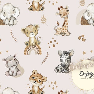 Tissu Bébé Animaux Baby Savane au mètre Jungle Safari Lion Girafe Léopard en Coton / Jersey / French Terry / Tissu Imperméable / Oeko-Tex® image 10