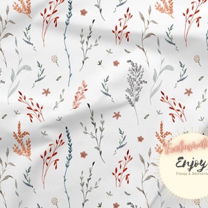 Neutral Foliage Fabric by the meter Leaves Mixed Forest Animals Collection in Cotton / Jersey / French Terry / Waterproof / Oeko-Tex®