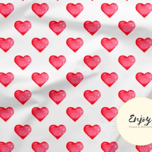 Tessuto con cuoricini rossi al metro, stampa Baby Child Love in cotone / Jersey / French Terry / Tessuto impermeabile / Oeko-Tex®