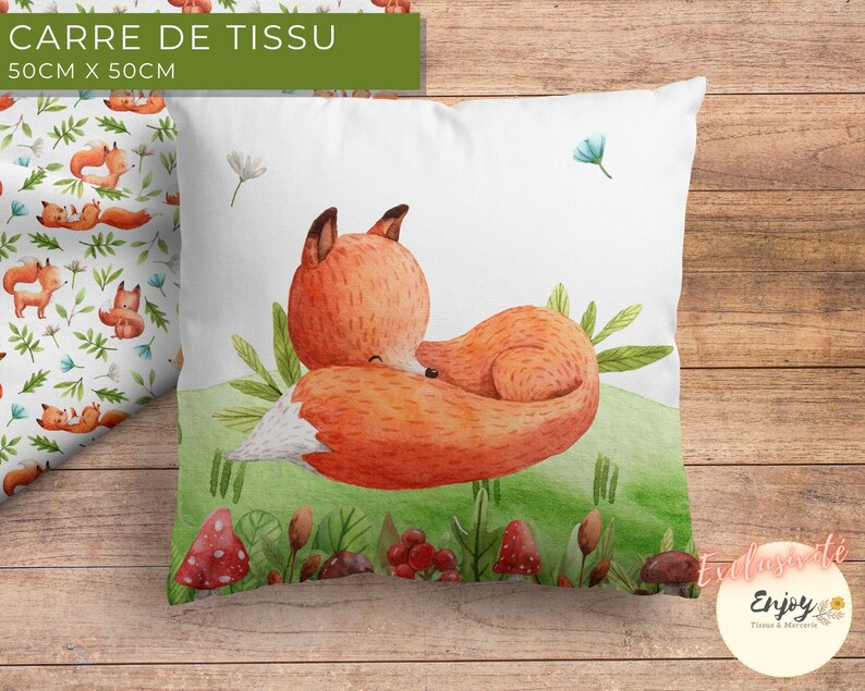 Mixed Forest Animal Playful Fox Fabric for Baby and Child, Sold by the Meter, Cotton/Jersey/French Terry/Waterproof Fabric/Oeko-Tex® image 8