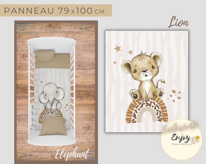 Tissu Bébé Animaux Baby Savane au mètre Jungle Safari Lion Girafe Léopard en Coton / Jersey / French Terry / Tissu Imperméable / Oeko-Tex® image 5