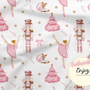 Tessuto Schiaccianoci Storia di Natale per neonati al metro, Ballerina rosa in cotone / Jersey / French Terry / Impermeabile / Oeko-Tex®