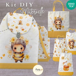 Kit Sac à Dos Maternelle Animaux Boho à Coudre, Panneau de Tissu pour Kit de Rentrée Scolaire, Bavoirs Cantine Sac de Bibliothèque OekoTex