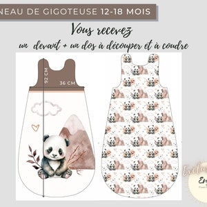 Panneau de Gigoteuse Bébé Panda OEKO TEX pour turbulette, Tissu Animaux Mixte Fille Garçon Beige Taupe Prêt à Coudre image 3