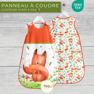 Panneau pour Gigoteuse Bébé Renard Joueur Prêt à Coudre, Coupon de Tissu Animaux de la Forêt 100% Coton Oeko-Tex pour Turbulette
