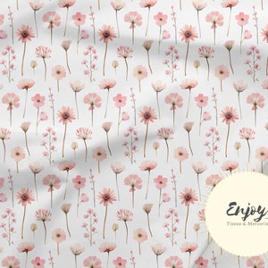 Tessuto floreale rosa a cascata al metro, stampa floreale in cotone / Jersey / French Terry / Impermeabile / Oeko-Tex®