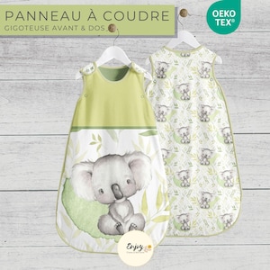 Panneau pour Gigoteuse Bébé Koala Prêt à Coudre, Coupon de Tissu Animaux Feuillage Eucalyptus 100% Coton Oeko-Tex, Turbulette Mixte Jungle