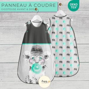 Panneau pour Gigoteuse Bébé Lionceau Bulle Prêt à Coudre, Coupon de Tissu Animaux de la Savane 100% Coton Oeko-Tex, Turbulette Jungle Vert