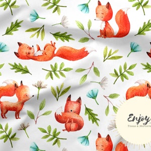 Fox Player Fabric Mixed Forest Animals for Baby Child by the meter in Cotton / Jersey / French Terry / Waterproof Fabric / Oeko-Tex®