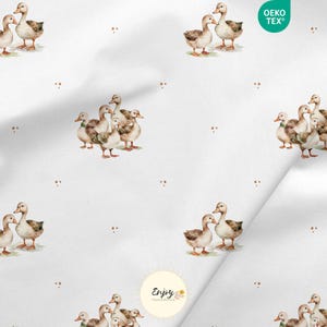 Stof met eendjes en eendjes, boerderijdieren, per meter, plattelandsprint, katoen/jersey/French Terry/waterdichte stof/Oeko-Tex®