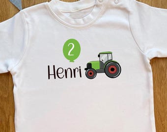 Kinder Geburtstags T-Shirt Traktor personalisiert, mehrfarbig, verschiedene Größen