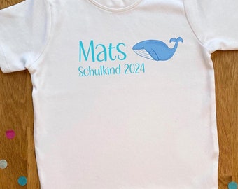 Schulkind T-Shirt Wal personalisiert, mehrfarbig, verschiedene Größen
