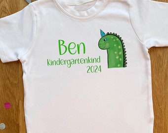 Kindergartenkind T-Shirt Dino personalisiert, mehrfarbig, verschiedene Größen