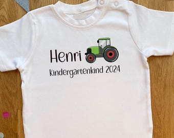 Kindergartenkind T-Shirt Traktor personalisiert, mehrfarbig, verschiedene Größen