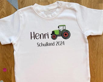 Schulkind T-Shirt Traktor personalisiert, mehrfarbig, verschiedene Größen