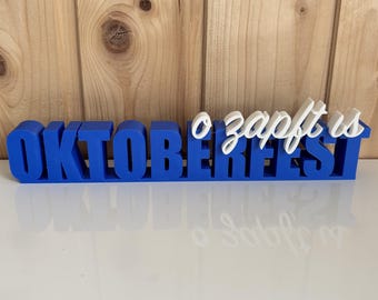 3D-Schriftzug „Oktoberfest“ mit O’zapft is – Wiesn-Deko aus PLA, 23 cm