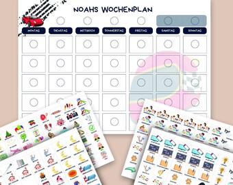 Kinder Wochenplan, Tagesplan, personalisiert mit Namen, Rennauto Motiv, über 200 Karten