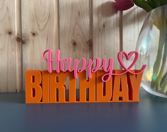 3D Schriftzug „Happy Birthday“ mehrfarbig | Geburtstags Deko modern | Tischdeko Geburtstag | Party Dekoration | 3D Druck Deko