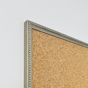Pewter Ornate Framed Cork Pin Board | 8mm Thick Cork | Solid Wood Frame | Metallic Memo Notice Board
