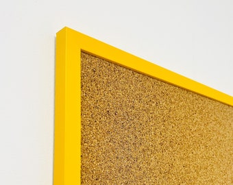 Yellow Framed Cork Pin Board | 8mm Thick Cork | Solid Wood Frame | Large Cork Board | Yellow Notice Board | Memo board