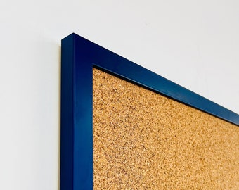 Navy Blue Framed Cork Pin Board | 8mm Thick Cork | Solid Wood Frame | Large Cork Board | Navy Blue Notice Board | Memo Board