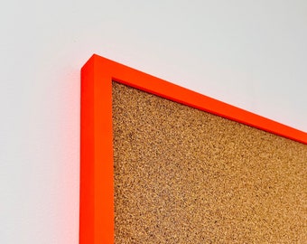 Neon Orange Framed Cork Pin Board | 8mm Thick Cork | Solid Wood Frame | Large Cork Board | Notice Board | Memo Board