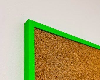 Neon Green Framed Cork Pin Board | Solid Wood Frame | Thick Cork | Pin Board | Cork Board