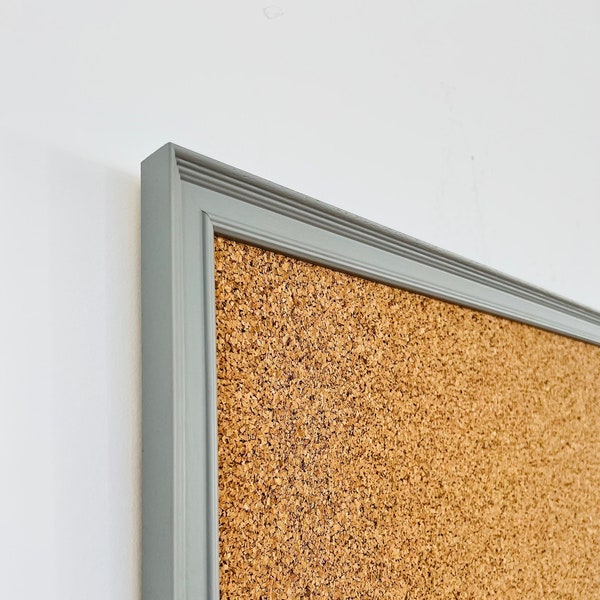 Light Grey Ornate Framed Cork Pin Board | 8mm Thick Cork | Solid Wood Frame | Grey Notice Board | Memo Board