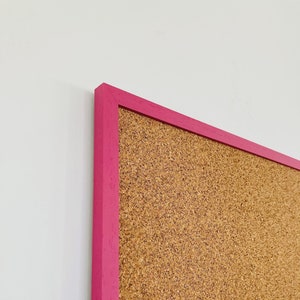 Bright Pink Framed Cork Pin Board | 8mm Thick Cork | Solid Wood Frame | Pink Notice Board For Kids Bedroom | Memo Board