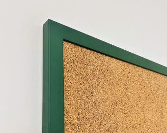 Forest Green Framed Cork Pin Board | Solid Wood Frame | Thick Cork | Pin Board | Cork Board