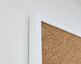 White Framed Cork Pin Board | 8mm Thick Cork | Solid Wood Frame | Large Cork Board | White Notice Board | Memo Board