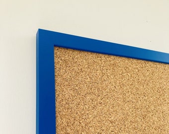 Blue Framed Cork Pin Board | Solid Wood Frame | Thick Cork | Pin Board | Cork Board