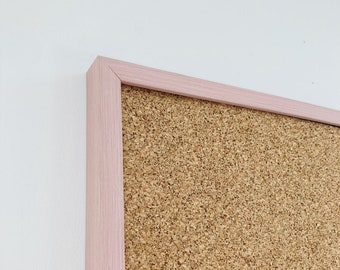 Pale Pink Framed Cork Pin Board | 8mm Thick Cork | Pink Memo Board | Pink Notice Board