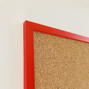 Red Framed Cork Pin Board | 8mm Thick Cork | Solid Wood Frame | Large Cork Board | Red Notice Board | Memo Board
