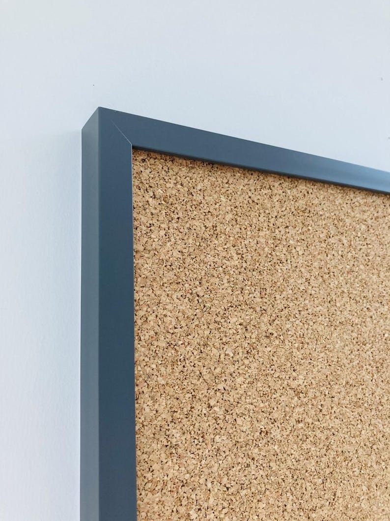 Oak Finish Framed Cork Pin Board | Solid Wood Frame | Thick Cork | Pin Board | Cork Board Dark Grey