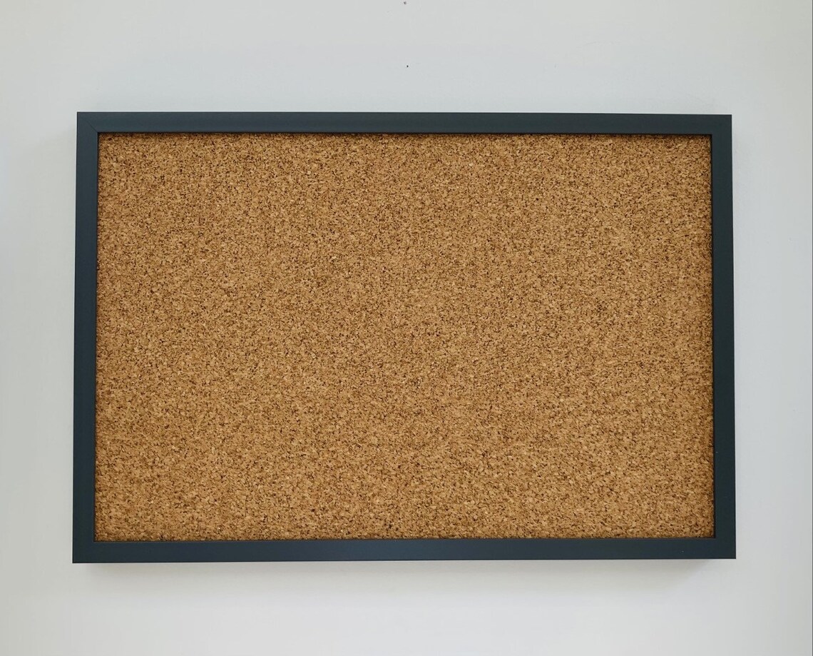 Framed Cork Pin Board Light Grey Frame Large Cork Board Etsy
