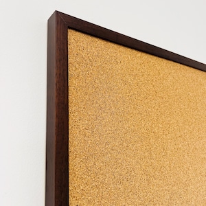 Oak Finish Framed Cork Pin Board | Solid Wood Frame | Thick Cork | Pin Board | Cork Board Dark Brown