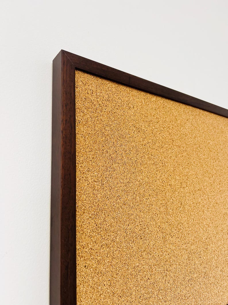 Oak Finish Framed Cork Pin Board | Solid Wood Frame | Thick Cork | Pin Board | Cork Board Dark Brown