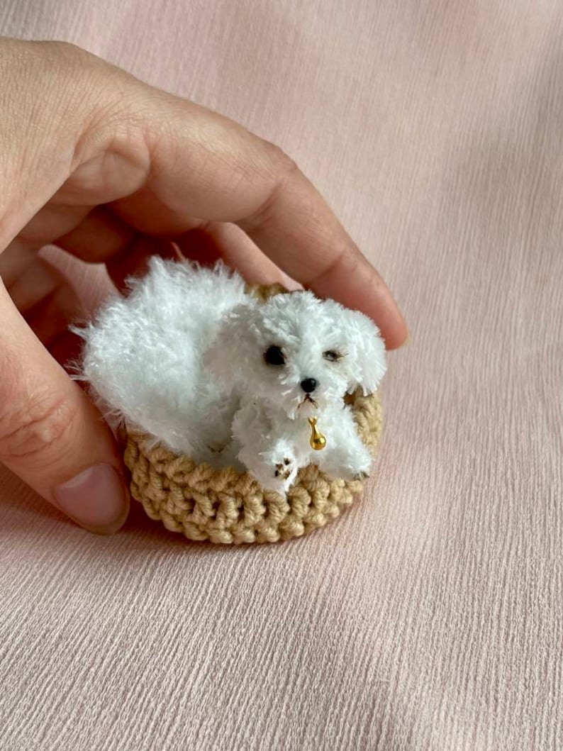 Miniature realistic maltese dog ooak tiny white puppy 1 to 6 scale Blythe friend dollhouse miniatures collectible toy image 2