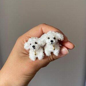 Miniature realistic maltese dog ooak tiny white puppy 1 to 6 scale Blythe friend dollhouse miniatures collectible toy image 5