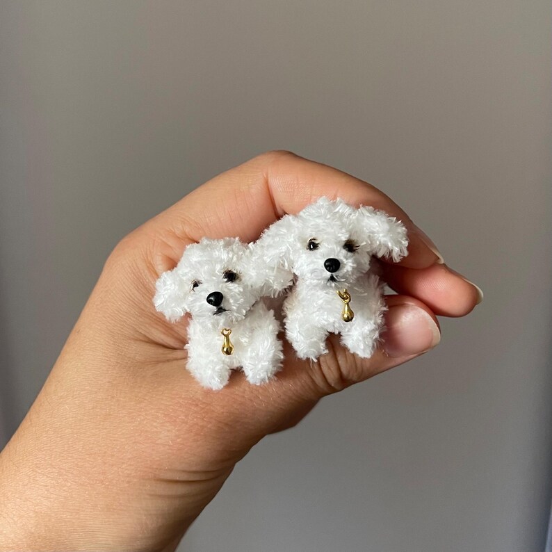 Miniature realistic maltese dog ooak tiny white puppy 1 to 6 scale Blythe friend dollhouse miniatures collectible toy image 5